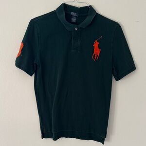 Polo Ralph Lauren Green Polo Shirt with Orange Logo Boys